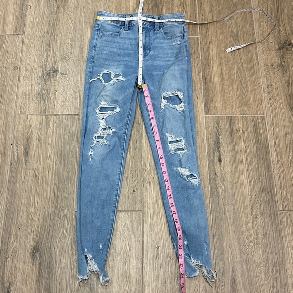 American Eagle Jeans Short Distressed Super Hi Rise Jegging Slim Vintage Skinny - Picture 6 of 13